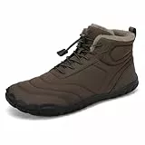 FLARUT Winter Barfußschuhe Herren Damen Warm Gefüttert Winterschuhe Breite Zehen Wasserabweisend Traillaufschuhe Winterstiefel(Tiefbraun,46)