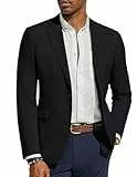PaulJones Sakkos für Herren Sportlich Dünner Blazer Business mit EIN Knopf L Schwarz 630-1