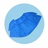 AURMOO 100 Stück Schuhüberzieher Einweg, CPE Überzieher Schuhe, Schuh Überzieher Einweg, Galoschen, Überschuhe für Schuhe, Schuhüberzieher, Überschuhe, Überziehschuhe, Wasserdicht, Staubdicht, Blau