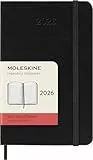 Moleskine Tagesplaner, Tagesagenda 2026 12 Monate, Mit Festem Einband und Elastischem Verschluss, Pocket-Format 9x14, Farbe Schwarz