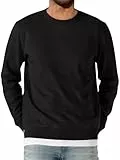 Runcati Herren Sweatshirt Langarm Rundhals Pullover Männer Einfarbig Langarmshirt Basic Freizeit Sport Oberteile Schwarz L