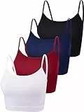 Bauchfreies Tank-Top, ärmellos, Racerback-Design, Baumwolle, für Damen, 4 Stück - - Mittel