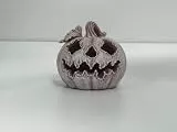 Kepfire 4,1-Zoll-leuchtende Halloween-Kürbisse, Jack-O'-Laternen-Kürbis-Dekoration, Harz-künstliche leuchtende Kürbisse für Halloween-Herbst-Ernte-Zubehör - Grau