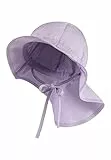 Sterntaler Sonnenhut - Mädchen Sommerhut - UV-Schutz 50+ Mütze mit breiter Krempe und Größenregulierung - Nackenschutz - Bindebänder - Baby Kinder Kopfbedeckung aus Popeline (Bio) - flieder, Größe 53
