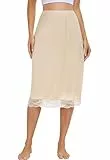 Sopesil Damen Unterrock Weich Modal und Atmungsaktiv Lang Petticoat Underskirt Antistatisch Elegantes Unsichtbar Kleid Rock Unterkleid Beige,M