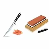 SHAN ZU Filetiermesser 7 Zoll - Randentbeinung von Fisch und Fleisch, professionelles Fischmesser & Schleifstein Abziehstein Wetzstein für Professionell 2-in-1 Doppelseitiger Messerschärfer