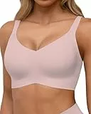 HORISUN Damen BH ohne Bügel, Comfy Bequemer Nahtloser Push-Up Bralette für Große Brüste mit Breiten Trägern Weicher Nahtlos Klassischer BHS für Damen (Rosa L)