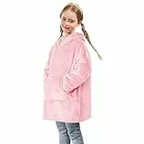 Uplayteck Übergroße Hoodie Decke zum Anziehen Kinder, Super Weiche und Warme Oversize Flanell Pullover mit Ärmeln Kapuze, Sweatshirt Kuscheldecke Pulli für Mädchen, Jugendliche
