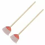 pokm toolsmarket - 2 STK. Rot Kinderrechen 70cm – Mini-Gartenrechen mit Holzgriff, Rechen/Kleinbesen für Kinder, perfekt für kleine Gärtner, hergestellt in EU, 2er Set