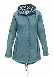 MADSea Damen Regenmantel Friesennerz 620 | halblanger wasserdichter Regenparka | winddicht mit maritimen, weiß/blauen Innenfutter, Petrolblau, Größe:36