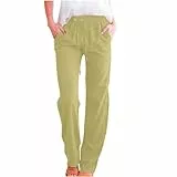KOG Blitzangebote des Tages Leinenhose Damen Cargohose Mode Sommerhose Leinen Cargo Hose Frauen Jogginghose Grafik Hochzeit Yoga Hose Weiß Strandhose Lang Fahrrad Regenhose Prime Grün M