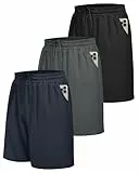 BOOJO 3er Pack Sporthose Herren Kurz Hosen mit Taschen Sport Shorts Schnell Trocknend Trainingshose für Gym Fitness(Schwarz/Dunkelgrau/Dunkelblau,M)