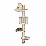 Kerbl Pet Wandkratzbaum Dolomit, Katzenbaum, weiß, 168cm, Holz, Plüsch, Sisal, Katzen, abnehmbares und gepolstertes Kissen