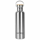 Tatonka Edelstahl Trinkflasche Hot + Cold Stuff Bamboo Lid 750ml - Unzerbrechliche Isolierflasche mit Bambusdeckel - spülmaschinenfest und BPA-frei - 0,75l