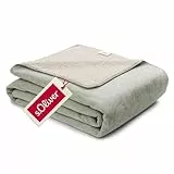 s.Oliver Lounge Decke 150x200 - Polyesterflausch kuschelig, warm & waschbar, Kuscheldecke grün