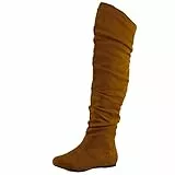 Nature Breeze oberschenkelhohe, dehnbare Damenstiefel, Braun (Kamelfarbenes Wildleder), 40 EU