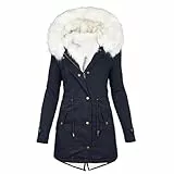 EMATOP black friday angebote 2023 Damen Winterjacke Warm Baumwolle Steppjacke Winter Langarm Jacke Lang Elegant Wintermantel Casual Einfarbig Winterparka Mantel mit Kapuze Fleecejacke Pufferjacke