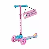HUDORA Scooter Flitzkids 2.0 I Stabiler Kinderscooter mit großer Trittfläche I Höhenverstellbarer & transportierbarer Mini-Dreirad-Roller für bis zu 50kg I Dreiradscooter aus Aluminium für Kinder