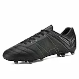 DREAM PAIRS Herren Fußballschuhe Jugen Trainingsschuhe Professionelle Stollen Spikes Cleats Outdoor Sport Football Schuhe,Size 45,SCHWARZ/GRAU,SDSC2201M-E