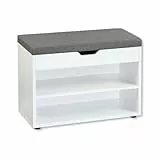 Kesper Schuhschrank mit Sitzkissen, Material: Faserplatte, Maße: B60 x H45 cm x L30 cm, Farbe: Weiß 15914 13