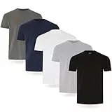 Fm London Herren-t-shirt (3/5er-pack) Herren T-Shirt , Schwarz, Grau, Weiß, Marineblau, Anthrazit (5er-pack), XXL