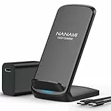 NANAMI Fast Wireless Charger, 10W Induktive Ladestation mit USB ladegerät für Samsung Galaxy S25/S24/S23/S22/S21/S20/S10/S9, 7.5W für iPhone 17/16/15/14/13/12/11/SE 2/X/XS/XR/8/8 Plus Google Pixel LG