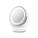 medisana CM 835 Kosmetikspiegel mit LED-Beleuchtung, Tischspiegel mit 5-facher Vergrößerung, Schminkspiegel, Doppelseitig, 360° schwenkbar, Weiß, 40 x 30 cm
