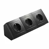 McPower Steckdosenblock Unterbausteckdosen | Flair | Ecksteckdose 3-Fach Steckdosen Schutzkontakt, 15cm Kabel mit Lüsterklemme, 230V / 16A, Aufbau, schwarz matt