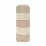 Suavinex, Milchpulver Portionierer & Snackbox: 4 Fächer stapelbar, Pulverdose mit Ausguss, Schraubverschluss, Luftdicht, Spülmaschinenfest, für Baby Babysnacks & Milchnahrung, 0+ Monate, Beige