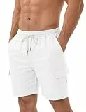 iClosam Kurze Hosen Herren Cargo Kordelzug mit, Gerade Geschnittene aus strapazierfähiger Baumwolle, Atmungsaktiv und Bequem Shorts Männer, Vielseitig Alltag und Freizeit Herren Shorts Sommer，M