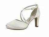 Rainbow Club Brautschuhe Olaila - Damen,Two Peace Pumps, Ivory/Creme, Satin, Schlicht, Bequem gepolstert, Riemchen Gr. 38.5 (UK 5.5)