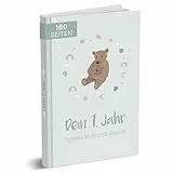mintkind® Babyalbum 'Dein erstes Lebensjahr' A5 Mint | Baby Fotoalbum zum Selbstgestalten | Baby Geschenk für Mädchen und Junge | Babybuch zum Eintragen | Baby Buch ab 0 Monate | Baby-Tagebuch