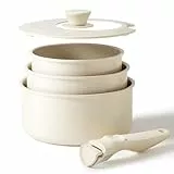 Redchef Töpfe Set mit Abnehmbaren Griffen, Antihaft Keramik Topfset 16/18/20cm und 3-IN-1 Verschlussdeckel, Kochtöpfe Induktions für Alle Herdarten, Ofenfest
