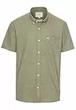 camel active Herren Kurzarmhemd mit Strukturmuster Dunkelgrün, menswear-3XL