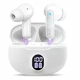 LWMTT Kopfhörer Kabellos Bluetooth,in Ear Kopfhörer Bluetooth 5.3,Weiß LED-Anzeige Headphones IPX7 Wasserdicht Kopfhörer Kabellos,30 H Spielzeit, Noise Cancelling Kopfhoerer USB-C Schnellaufladung ﻿