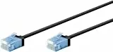 goobay 74233 CAT 6A Patchkabel slim/Ultraflexibles RJ45 CAT 6A Netzwerkkabel U/UTP CU/Dünnes Ethernet Kabel mit kurzen Steckern / 10 Gbit/s LSZH, Knickschutz/schwarz 1m
