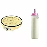 Bestron Crêpes Maker, inkl. Teigportionierer für 700ml mit Skala, Ideal zum Befüllen des Crêpes-Geräts, Farbe Gerät: Gelb, Teigflasche: Weiß