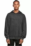 Build Your Brand Herren Kapuzenpullover Acid Washed Oversized Hoody, Farbe Black, Größe L