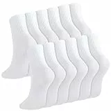 taonganui 6 Paare Tennissocken Damen Weiße Sportsocken 36-40 Baumwolle Atmungsaktiv Crew Socken für Herren Damen