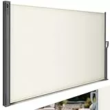 tillvex® Seitenmarkise 180 x 400 cm ausziehbar & Blickdicht | Sichtschutz für Balkon, Garten & Terrasse | Seitenrollo mit Wandhalterung | Sonnenschutz aus rostfreiem Stahl | Markise Windschutz