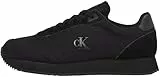 Calvin Klein Herren Runner Sneaker Sock Laceup Canvas mit Logo, Schwarz (Triple Black), 43