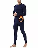 Roadbox Thermounterwäsche Herren,Lange Funktionsunterwäsche Set Atmungsaktiv & Weich Thermobekleidung männer Winter für Lauf,Fahrrading,Fußball,Skifahren,Blau,XL
