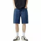 LCpddajlspig Baggy Shorts Herren, Kurze Jeans Herren Shorts Baggy-Jeans Bermudas Jeanshose Kurz Stretch Hosen Sommer Jeansshorts Weite Jeanshosen Herrenshorts Sommerhose Sommerjeans Blau L