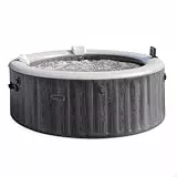 INTEX PureSpa Greywood Deluxe - Whirlpool für 4-Personen, mit grauer Holzmaserung, 140 Luftdüsen, 2200 W Heizung, mit LED-Beleuchtung, Wasserenthärtungssystem & App-Steuerung