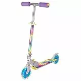 Ozbozz Tie Dye Faltbarer Roller - Leuchtende Räder - ab 5 Jahren Einstellbare Lenkerhöhe 72,4 cm - 82,5 cm, Regenbogenfarben