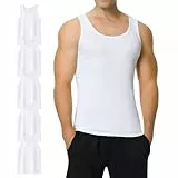 IceReco Unterhemd Herren Weiss Herren Unterhemden Business 100% Baumwolle Tanktops Männer Tank Top Herren Weiß 5er Pack Muskelshirt Herren Trägershirt Achselshirts XL
