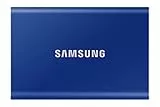 Samsung Portable SSD T7, SSD 2 TB, USB 3.2 Gen.2, 1.050 MB/s Lesen, 1.000 MB/s Schreiben, Externe SSD-Festplatte für iPhone 15 und neuer, Mac, PC, Smartphone und Spielkonsole, Blau, MU-PC2T0H/WW