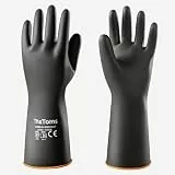 ThxToms Chemikalienbeständige Gummihandschuhe, Chemikalienschutzhandschuh, beständig gegen starke Säuren, Laugen und Öl, Schwarz, 35cm, 45cm, 55cm (35cm)