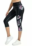 Evievit Leggings Damen 3/4 High Waist, Stretch Sporthose Damen Lang,Yogahose Damen 7/8,Gym Sport Leggings mit Taschen,Sportleggins Damen,Capri Leggings XL