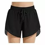 BALEAF Badeshorts Damen UPF50+ Badehose Schnell Trocknende Boardshorts UV Schutz Bikini Shorts mit Tasche Schwimmhose mit Mesh Schwarz L